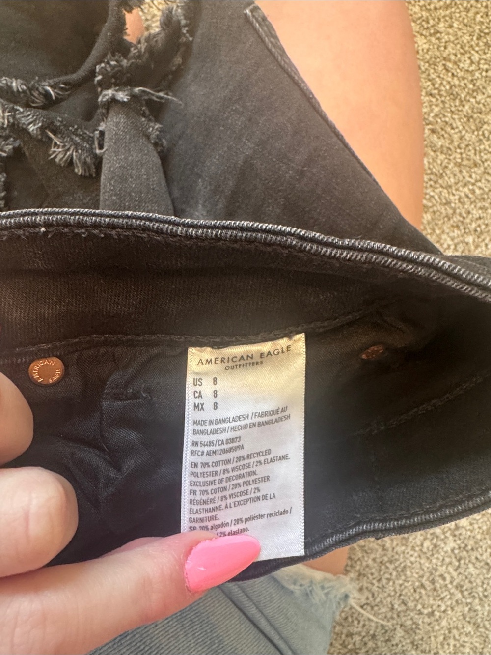 American Eagle Outfitters Black Distressed High-Rise Jean Shorts - Picture 2 of 3